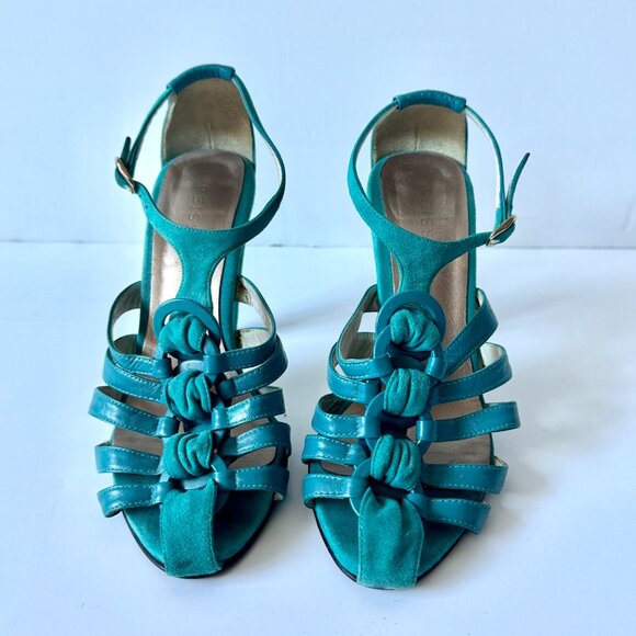 REISS Turquoise Heel Sandals - Picture 2 of 10